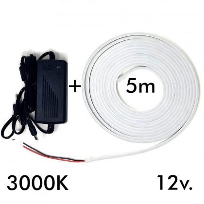 Pack Tira Neón 3000K LED 6mm 12V + Fuente de Alimentación Area-led