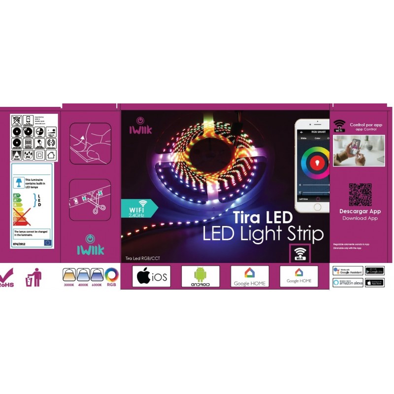 Comprar Tira LED 24W 12V SMART WiFi RGB+CCT - Regulable