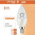 Bombilla LED Vela con Lente 6W E14 C37 180º - OSRAM CHIP DURIS E 2835 Area-led