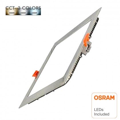 Placa LED Slim Cuadrada 20W Acero Inox - CCT- OSRAM CHIP DURIS E 2835 Area-led