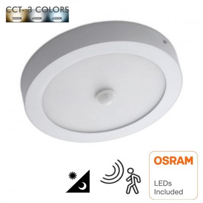 Plafón LED Superficie circular 20W Detector de Movimiento - CCT - OSRAM CHIP DURIS E 2835 Area-led